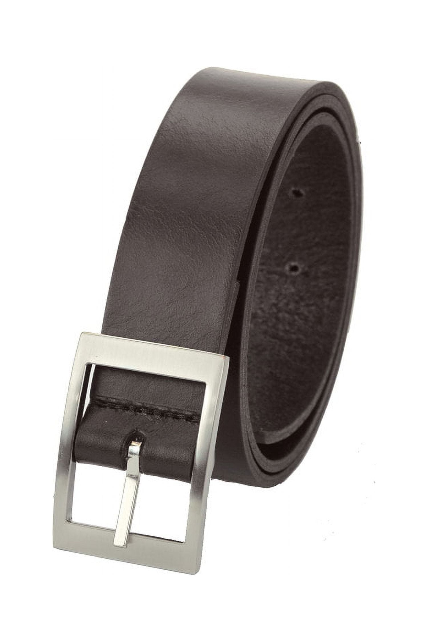 1-1/4 in. US Steer Hide Leather Men's Dress Belt with Brushed Nickel Finish Mid Bar Buckle