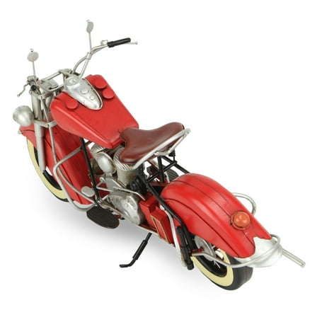 HomeRoots 8" Red And Silver Metal Hand Painted Model Motorcycle