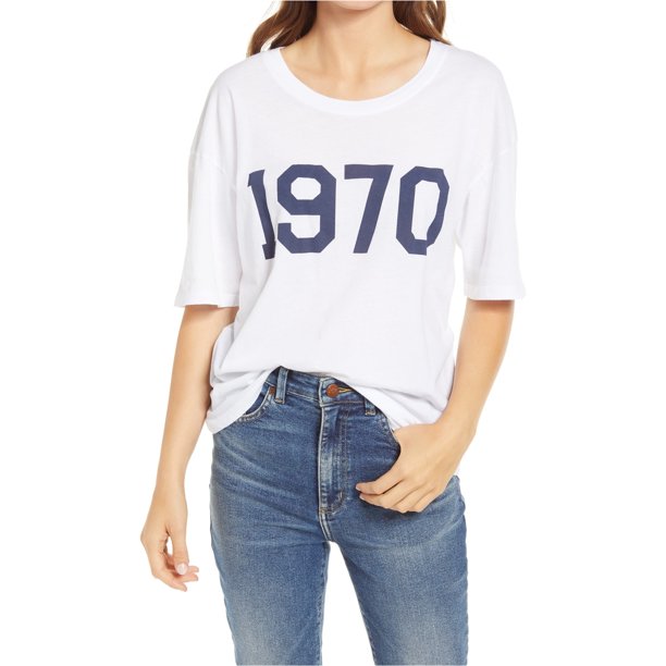 Treasure & Bond Womens 1970 Graphic T-Shirt white XXS