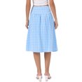 thumbnail image 3 of INSPIRE CHIC Gingham Skirt for Womens Summer Retro High Waist Below Knee Length Flared Skirts L Light Blue, 3 of 6