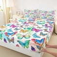 thumbnail image 4 of Erosebridal Colorful Butterfly Queen Sheet Sets,Watercolor Splash Ink Bed Set For Girls Kids 4 Pieces, 4 of 6