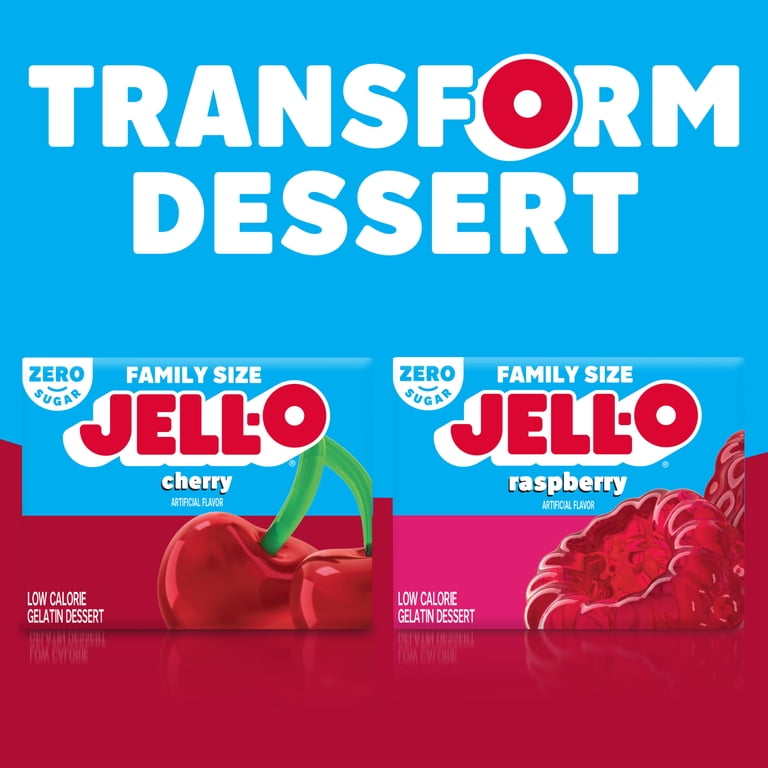 4 pack) Jell-O Cherry Zero Sugar Low Calorie Gelatin Dessert Mix