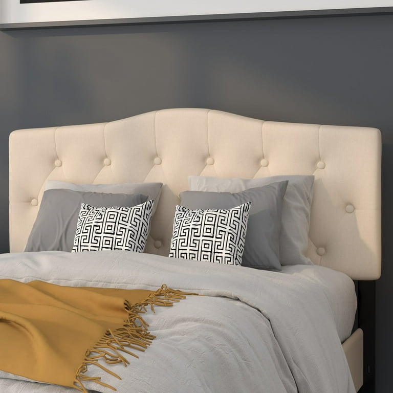 Flash Furniture Cambridge Tufted Upholstered Full Size Headboard in Beige Fabric