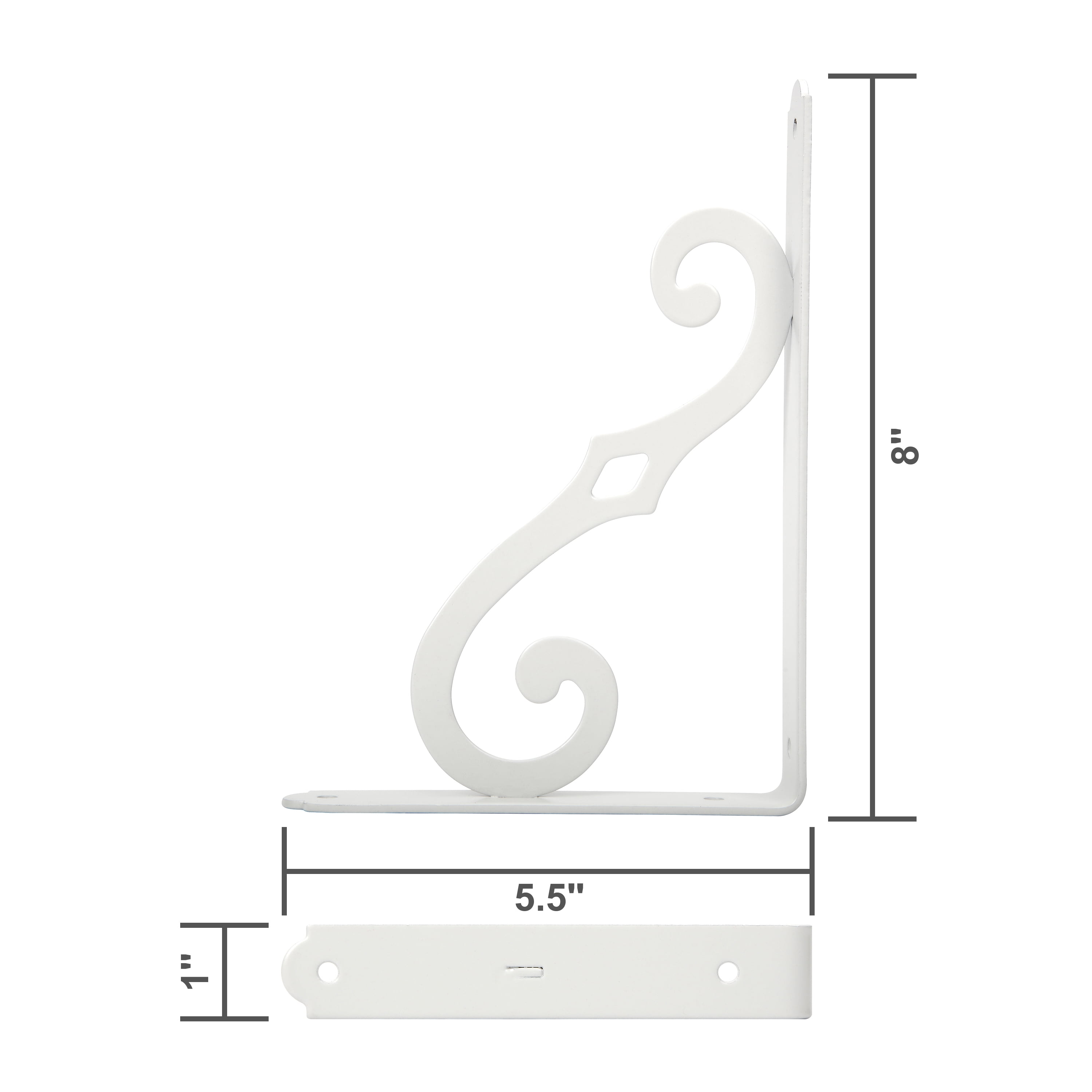 Hyper Tough 8 x 5-1/2-Inch White Metal Decorative Shelf Bracket, Steel