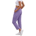 thumbnail image 2 of TtopsQueen Women Cargo Jogger Pants, Elastic Waist Drawstring Cropped Trousers with Multi Flap Cargo Pockets, Lightweight Outdoor Hiking Travel Bottoms Purple,L, 2 of 6