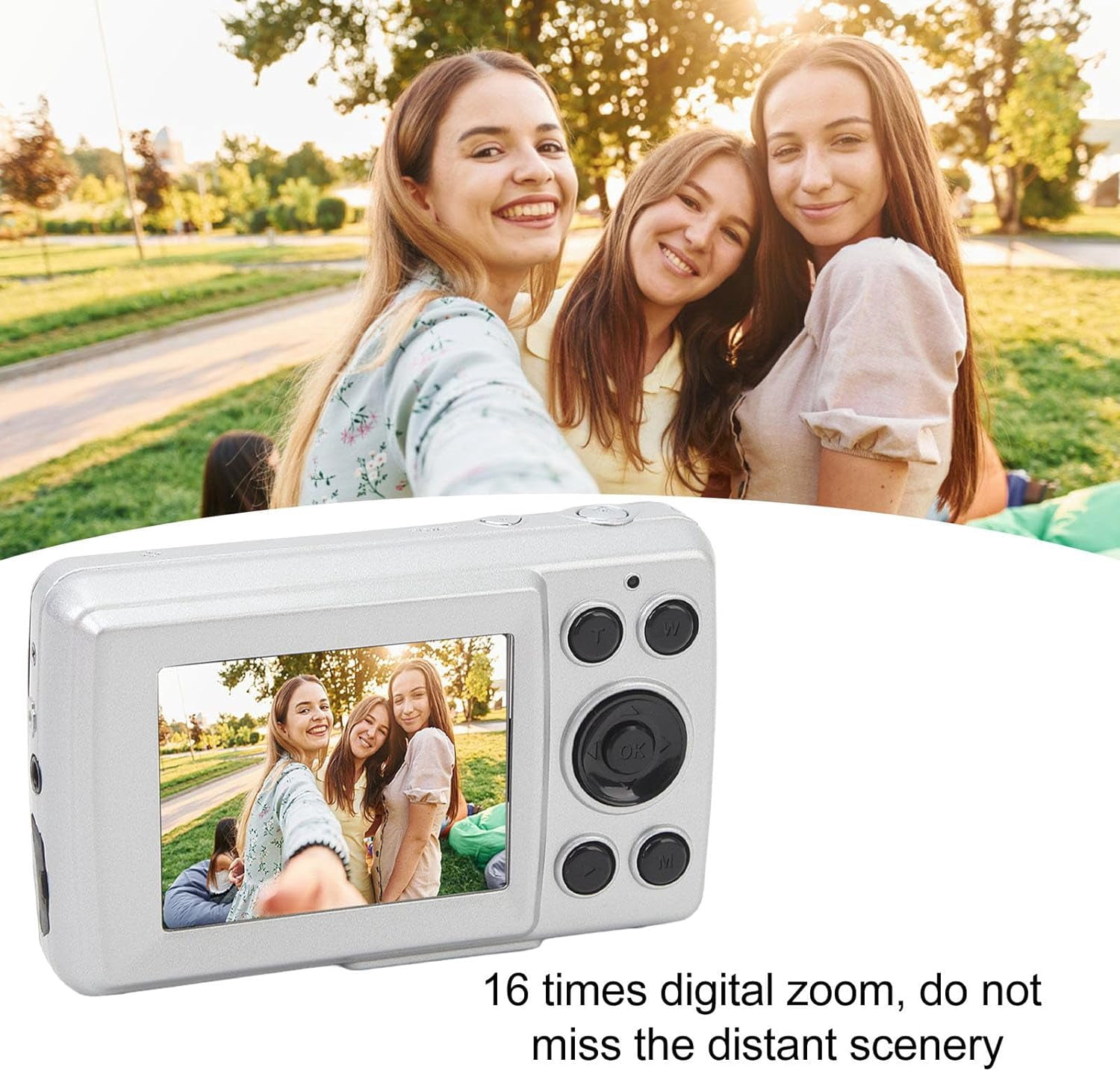 WYJ Video Camera Camcorder, 2.4in Screen 16X Digital Zoom 16MP Digital Camera Recorder Vlogging Camera, Video Recording Handycam Camcorder for Teens Beginners Gift (Silver-0614