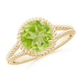 thumbnail image 1 of Angara Natural Peridot Ring - 2 ct Peridot Twist Rope Split Shank Ring in 14K Yellow Gold for Women (Ring Size = 8), 1 of 8