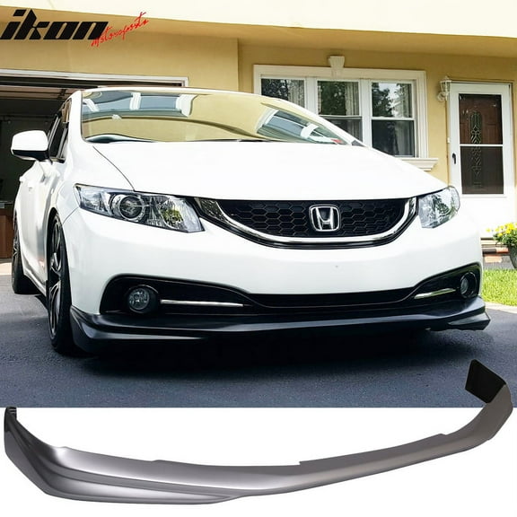 Ikon Motorsports Compatible with 13-15 Civic Sedan 4Dr IKON Front Bumper Lip Painted Alabaster Silver Metallic #NH700M