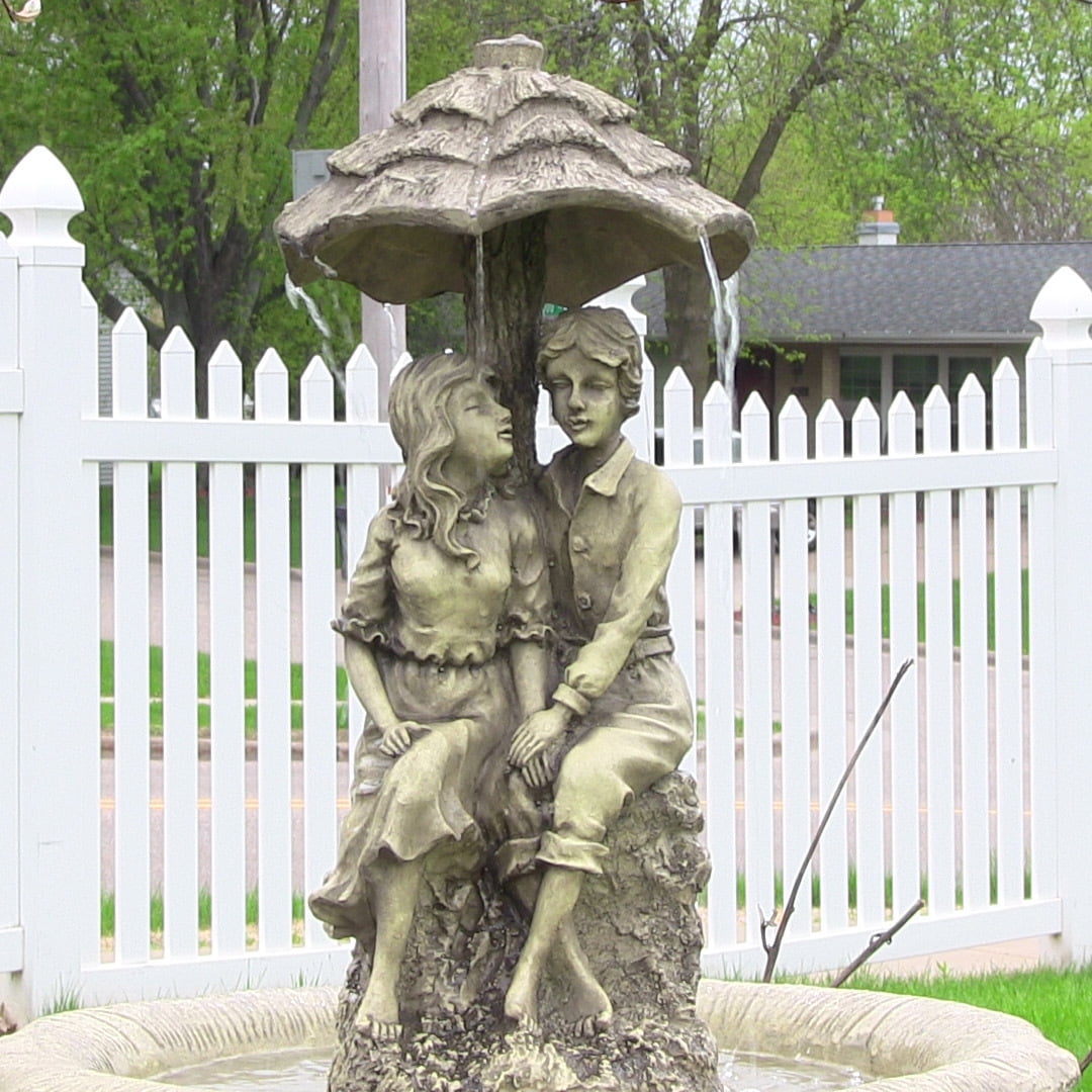 Sunnydaze Lovers Umbrella Solar Outdoor Water Fountain With Battery 43 W Leds Walmart Com Walmart Com