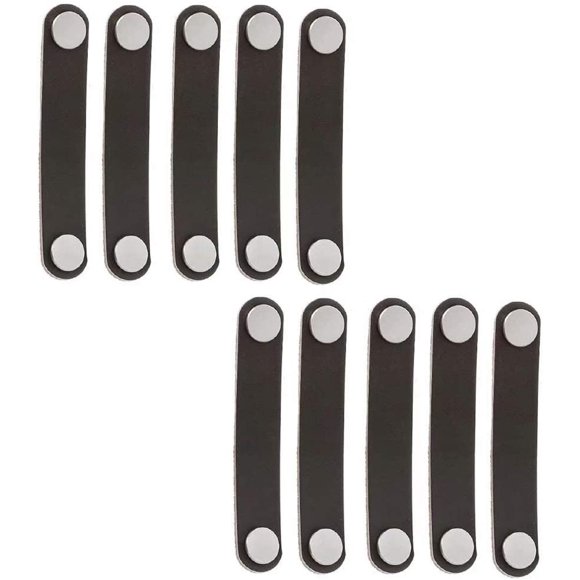 10 Pcs Boutons de Porte Rétro en Cuir / Boutons / Poignées / pour Armoire Penderie Mallette Valise Armoire à Vin Boîte en Bois Boîte Cadeau Boîte à Chaussures Quincaillerie de Meuble,Noir 96mm