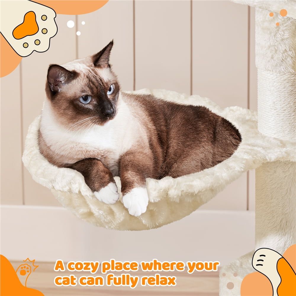 Yaheetech 76.5-inch Cat Tree Cat Tower with Condos, Beige