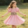 thumbnail image 5 of Girls' Renaissance Two Piece Dress Floral Cinch Belt Off Shoulder Puff Sleeve Flared A Line Skirt Vintage Cosplay for Girls 3-12Y, Halloween Costumes for Girls Pink 8 Years, 5 of 8