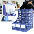 thumbnail image 4 of Blue 3 Grid Durable File Tray, Plastic File Holder, For Office Classroom, 4 of 8