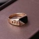 thumbnail image 2 of Anillo de boda clásico de diamantes de imitación dorado con esmalte negro para hombres y mujeres shaofei, 2 of 5