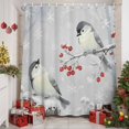thumbnail image 6 of Small Stall Shower Curtain 36x72 Inch Narrow Half Size Christmas Birds Bath Curtains Bathroom Decor, Berry Branches Snowflake Xmas Grey Waterproof Fabric Shower Curtain Set with Hooks 36 Inch, 6 of 8