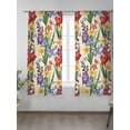 thumbnail image 2 of Sheer Curtains 72 inches Long, Colorful Irises Flowers Watercolor Plant Country Floral Light Filtering Sheer Window Curtains Rod Pocket Voile Drapes for Bedroom Living Room, 52"W x 72"L 2 Panels, 2 of 7