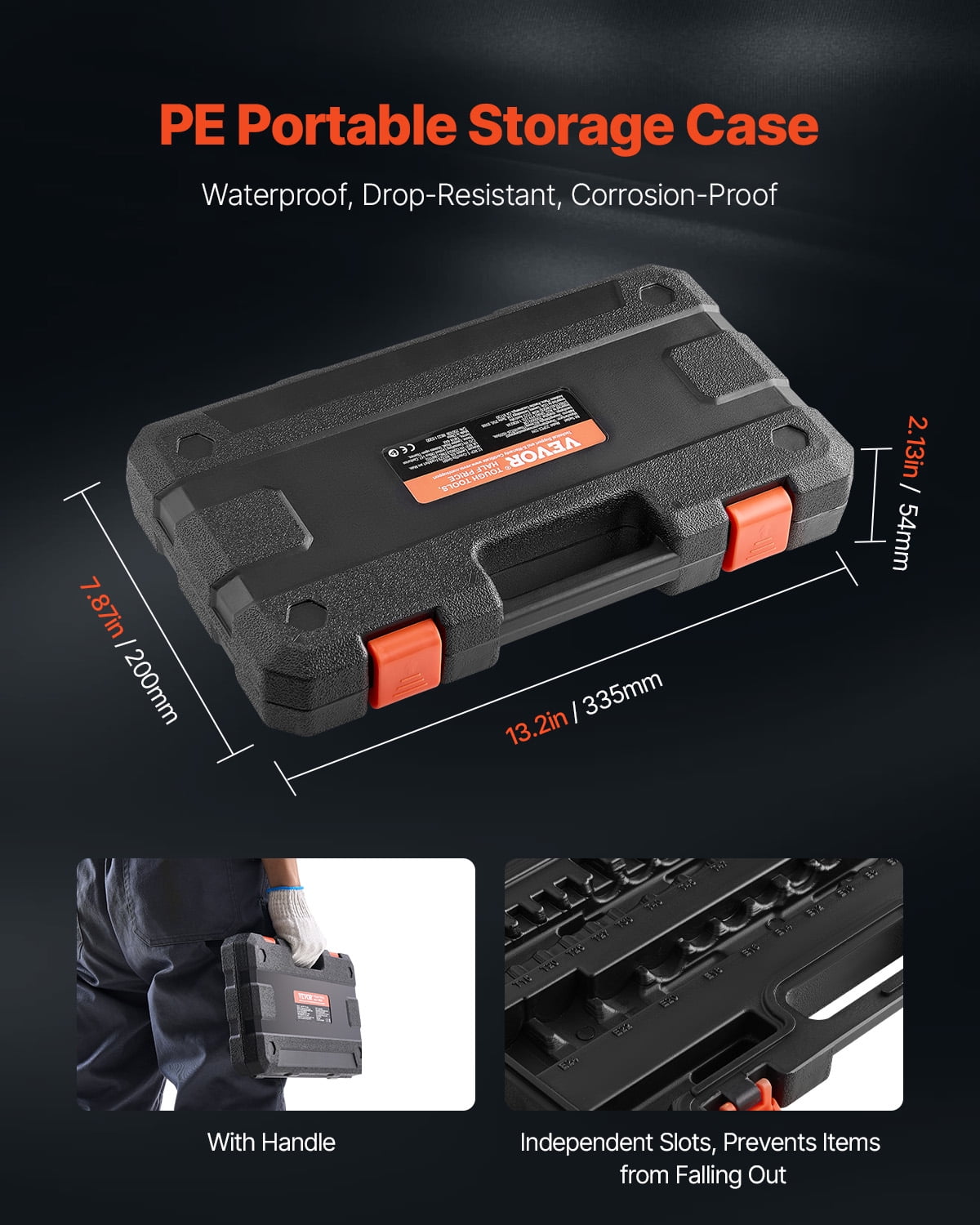 VEVOR Torx Bit Socket and External Torx Socket Set, 31-Piece T8-T70 and E4-E24,S2 Alloy Steel and Cr-V Steel, 1/4 in, 3/8 in, and 1/2 in Drives, with Adapter and Enhanced Storage Case, for Automotive