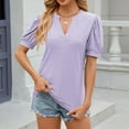thumbnail image 2 of Sngxgn Women's Short Sleeve V-Neck Shirts Loose Casual Tee T-Shirt(Purple,XL), 2 of 6