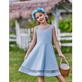 thumbnail image 6 of Arshiner Girls Elegant Dresses Sleeveless Round Neck A-line Party Dance Graduation Mesh Dress, 6 of 8