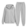 thumbnail image 6 of Xinoom Women 2 Piece Tracksuit, Full Zip Hooded Jacket with Pockets & Elastic Cuff Jogger Pants, Soft Casual Matching Outfit Gift for Ladies Daily Walking Family Gathering Gray,XL, 6 of 7