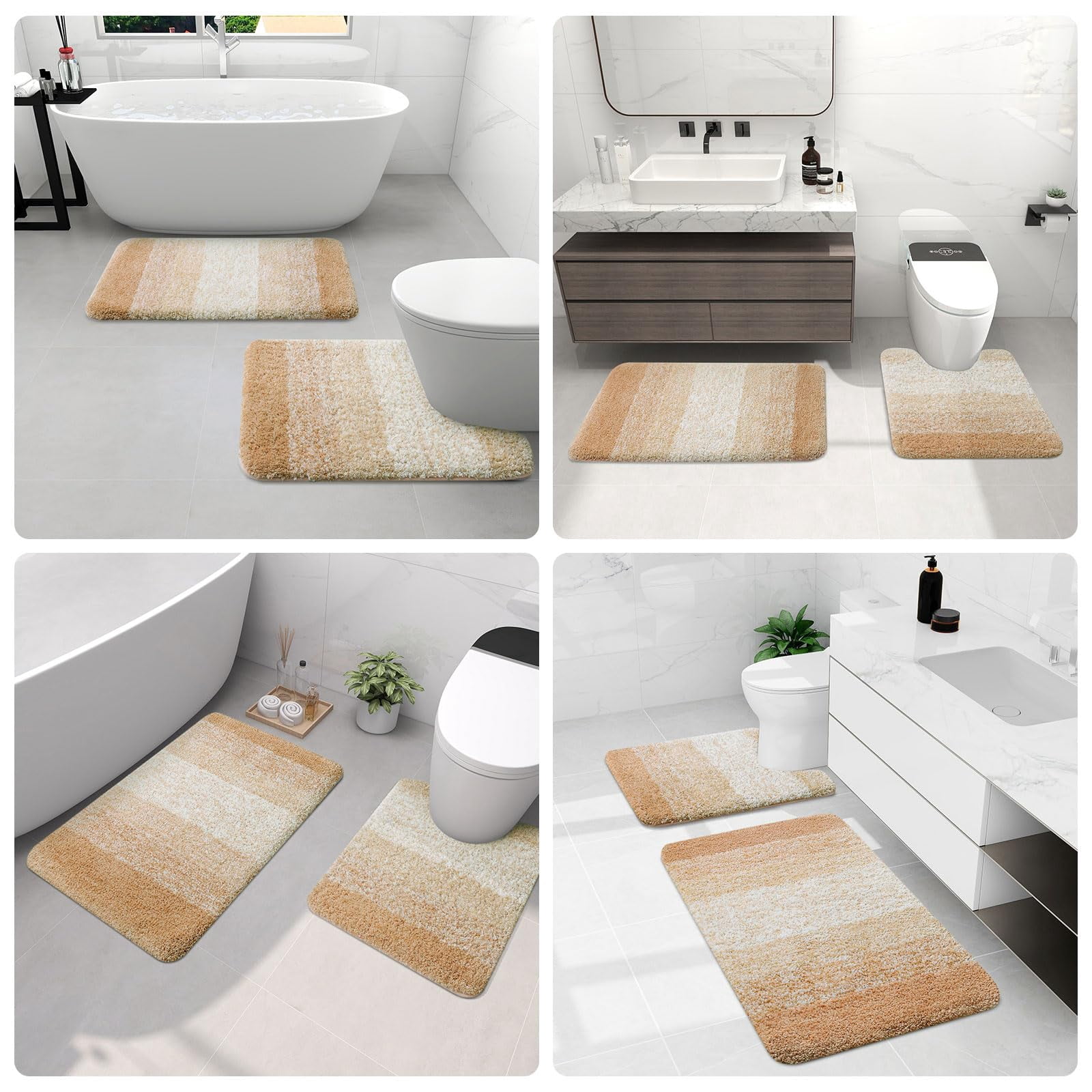 Microfiber Bathroom Rug Soft Absorbent Non-Slip Thick Plush Machine Washable Bath Mat for Tub and Shower 24x16 Blue Rectangle