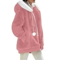 thumbnail image 4 of YDFCWXW Oversized Fuzzy Fleece Jackets For Women Fashion 2025 Color Block Faux Fur Coat Shaggy Warm Winter Outerwear Pink, M, 4 of 7
