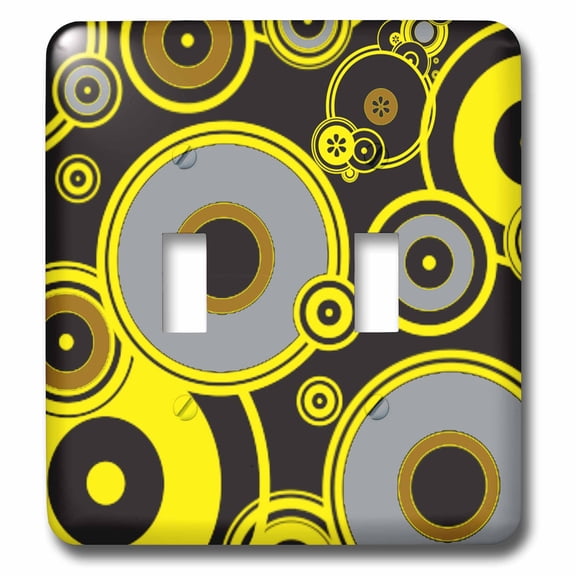3dRose, Yellow and Black Circle Art, double toggle switch