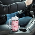 thumbnail image 5 of 30 oz Tumbler with Lid and Straw, Cute Pink Bows Printed Insulated Water Bottle, Stainless Steel, Fits Car Cup Holder, 5 of 6