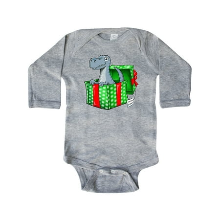 

Inktastic Christmas Dinosaur Gift from Santa Gift Baby Boy or Baby Girl Long Sleeve Bodysuit