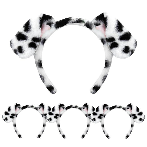 Dalmatian Ears Headband - 4 Pack Fluffy Puppy Headband for Costume, Makeup, Halloween Party Cosplay