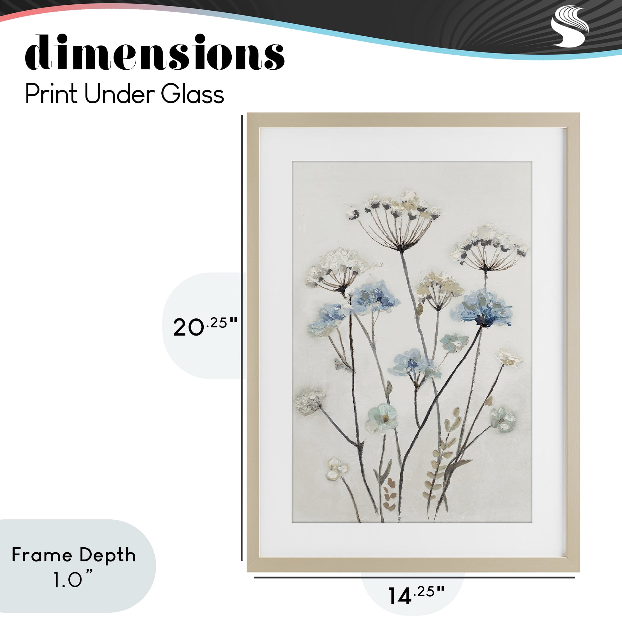 Stupell Industries Soft Jardin Azul Birch Framed Print Under Glass, design by Patricia Pinto
