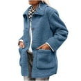thumbnail image 2 of Texiao Long Sleeve Girls Winter Jacket, Women Long Sleeve Tops, Blue Womens Tops, Winter Coats for Women Faux Coat Long Sleeve Button Pockets Coat Fleece Jacket Casual Jackets for Trendy, 2 of 8