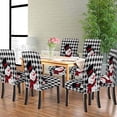 thumbnail image 5 of muroi Black and White Chair Covers - Christmas Snowman Buffalo Check Tartan Plaid Spandex Stretch Washable Chair Protectors Set of 6 for Dining and Living Room, 5 of 7