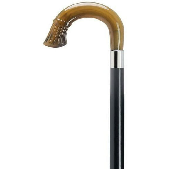 Walking Cane Crown Nose Crook Cane Black Maple Shaft, Horn Handle