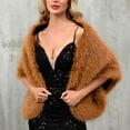 thumbnail image 3 of gbyLJF Women's Faux Fur Shawl Winter Faux Fur Collar Fur Wraps Scarf Wedding Party Evening Cape for Winter Coat, 3 of 7