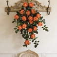 thumbnail image 2 of Guirnalda de rosas artificiales colgantes, arreglo floral artificial realista para decoración de pared, boda y jardín, rosas de tela realistas con hojas verdes naturales, flexible y maleable., 2 of 6
