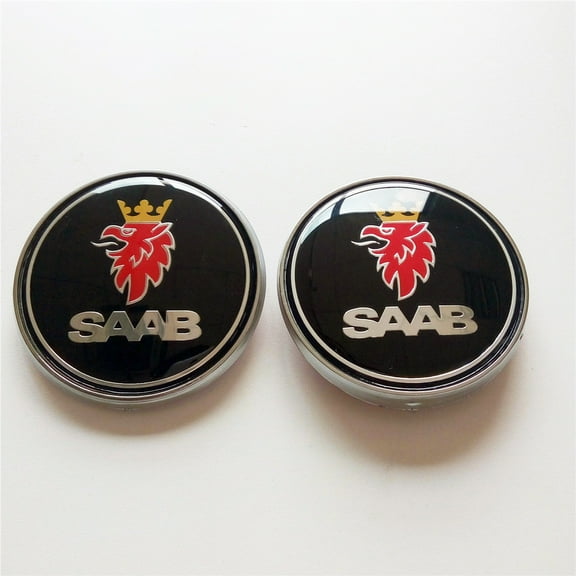 2PCS Set Car Front Bonnet And Rear Boot Badge Emblem Sticker For SAAB 93 9-3 95 9-5 2003-2010 	12785870 12785871 Black