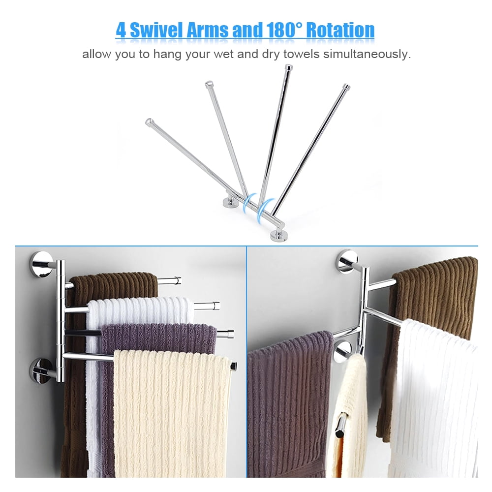 Space Saving Wall Mounted Stainless Steel Swivel Bar Towel Rack Multifunctional Bath Towel Holder Bathroom Towel Rack Towel Bar Walmart Canada