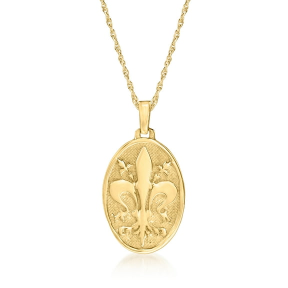 Ross-Simons Italian 14kt Yellow Gold Fleur-De-Lis Pendant Necklace, Women's, Adult