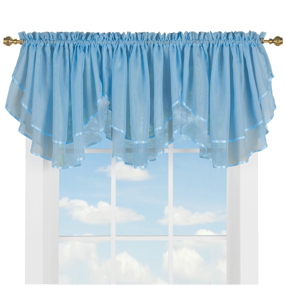 Collections Etc Elegant Sheer Layered 3pc. Ascot Valance Curtain Topper