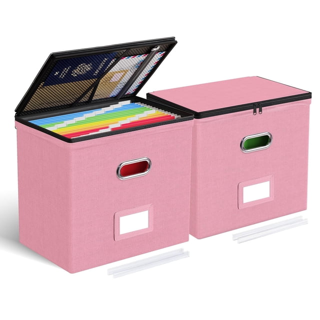 Cajas organizadoras de archivos Oterri, pequeñas, 31 x 21 x 30 cm, 2 unidades, color rosa