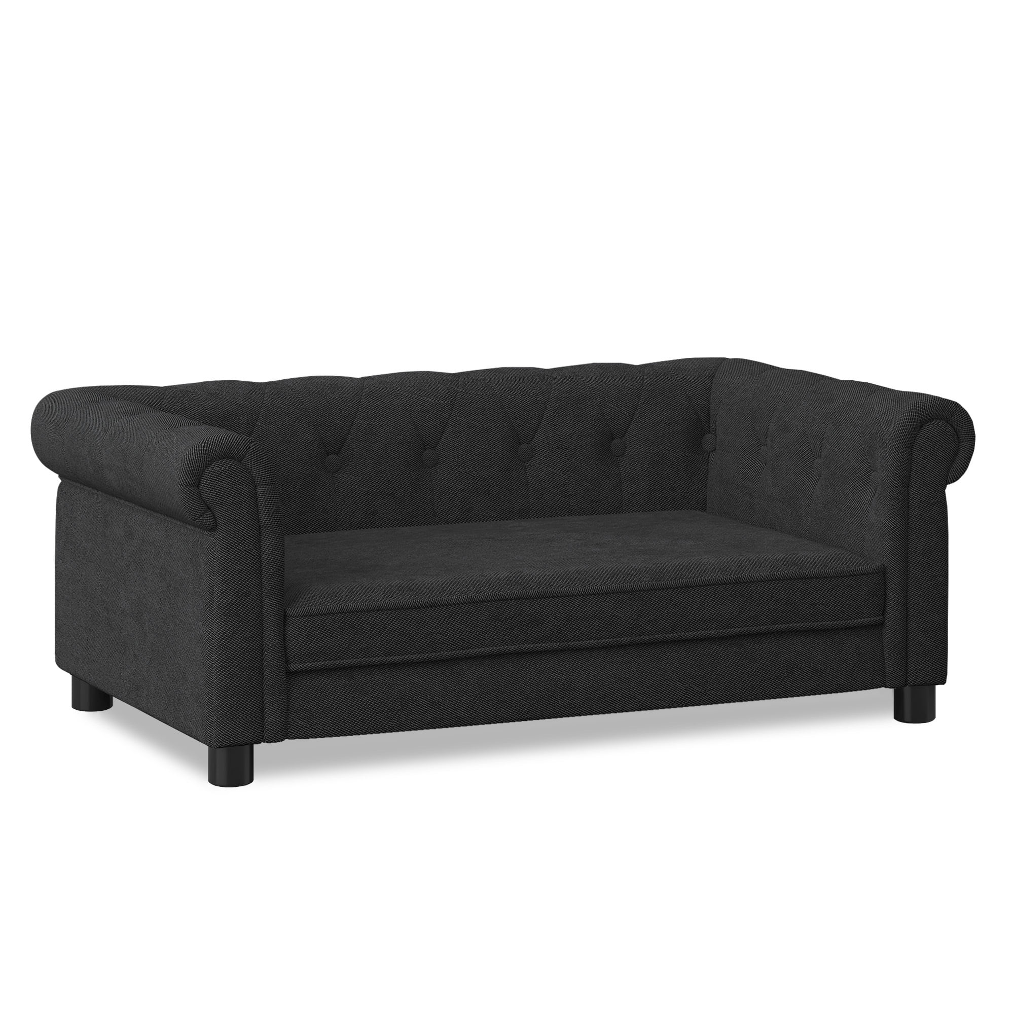 Jopath Dog Sofa, Durable Elevated Dog Sofa Bed Fashionable Linen Fabric Rectangular Pet Bed for Small and Medium-Sized Dogs Black