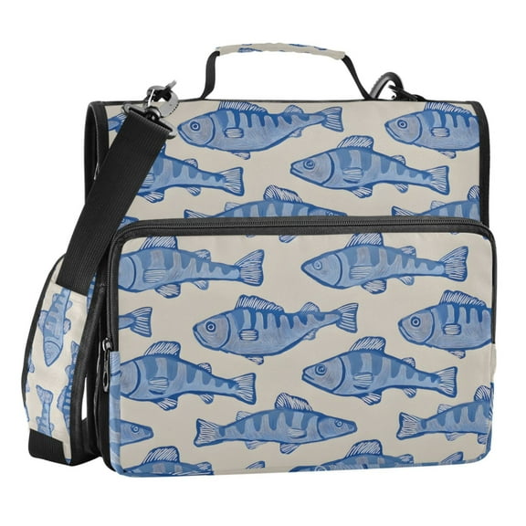 ALAZA Zipper Binder Retro Fishes 3 Ring Trapper Keeper File Folder Organizer Bag