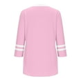 thumbnail image 5 of ABATAB Womens Casual 3/4 Sleeve T-Shirts Fall Fashion Tops Comfy Color Block Tunics Pleated Crew Neck Vacation Work Dressy Shirts(Large,Pink 1), 5 of 5