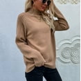 thumbnail image 4 of Vedolay Fall Tops for Women Crewneck Oversized Pullover 2023 Fall Cable Knit Long Sleeve Sweaters,Coffee S, 4 of 5