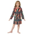 thumbnail image 6 of FORMRS Niños Bathrobe Unisex Hooded Robe Soft Plush Pajamas Sleepwear, Size 10-12T, Red Abstract, 6 of 7