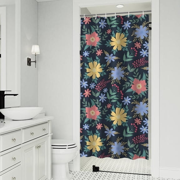 Pioneer Flower Floral Print Pattern Shower Curtain 36"x72" ,Bathroom Decorative Shower Curtains Set with 12 Hooks,Modern Waterproof Washable Shower Curtain