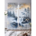 thumbnail image 3 of Navy Blue Mountain Sheer Curtains 96 Inch Length 2 Panels Set for Living Room/Bedroom, Modern Abstract Art Tree Semi Curtain Sheers Drapes Rod Pocket Curtains Window Treatment Set 52''x96''x2, 3 of 7