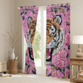 thumbnail image 3 of Homewish Cartoon Tiger Print Curtains Pack of 2 (42x84 Each), Chinese Embroidery Artwork Curtains Blackout, Pink Old Fashion Bedroom Curtains, Black Out Curtains Decor, 3 of 6