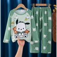 thumbnail image 3 of Sanrios Conjunto de pijama cómodo para niños y niñas Anime Hello Kittys Kuromi Cinnamoroll lindo cuello redondo pantalones de manga larga ropa de descanso, 3 of 5